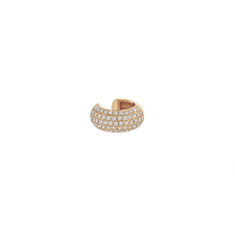 Zoe Chicco 14k Rose Gold Thick Half Round Ear Cuff with White Pavé Diamonds - Picture 1 of 5
